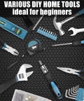 Home Repair Tool Kit 144 Piece Set With Hammer Pliers Wrenches Voltage Tester Tape Measure And Screwdriver Bits In Portable Storage Box ideal for DIY projects and everyday home repairs.