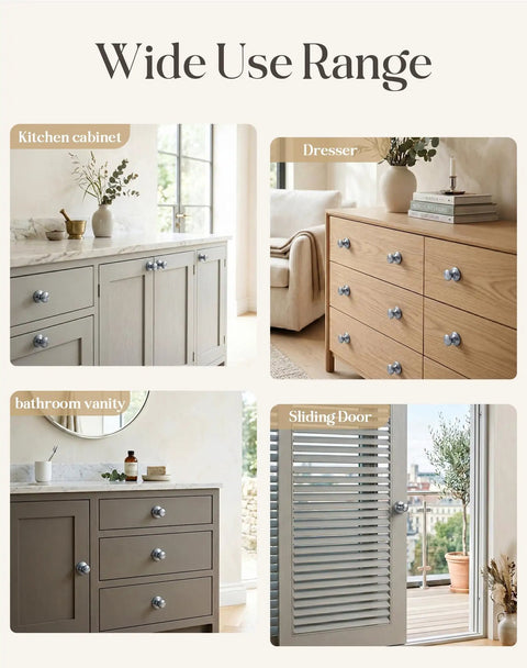 Wide use range of Two Pack Grey Aluminum Drawer Knobs With Peel And Stick Adhesive on cabinets, dresser, and sliding door.