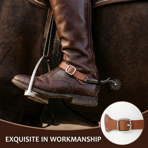 Two Piece Leather Spur Straps For Cowboy Boots, Adjustable Western Boot Straps For Men And Women, Genuine Leather on boot
