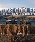 Two off-road vehicles on rocky terrain with text promoting CVT Drive Belt Replacement For EBS Clutch Part 3211113.