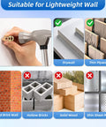 Infographic showing suitable and unsuitable materials for 180 Piece Self Drilling Drywall Anchors Kit With 90 Metal Winged Zinc Plated Anchors And 90 Screws.