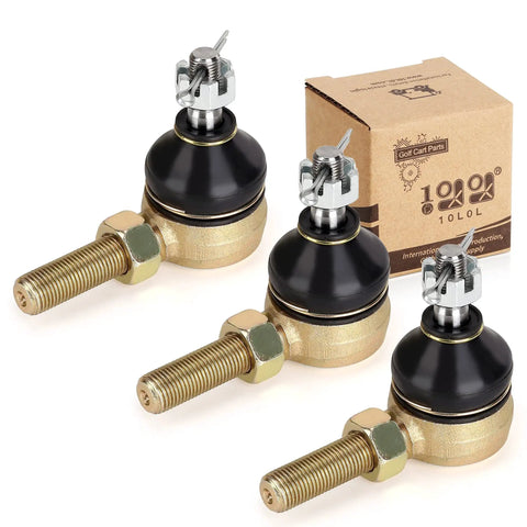 Ball Joint Kit For Club Car DS Golf Cart 1976 To 2008 Set Of 3 Tie Rod Ends Two Left Hand Threads OEM 7540 And One Right Hand Thread OEM 7539 Non Greasable Self Lubricating Direct Replacement, three threaded ball joints with box