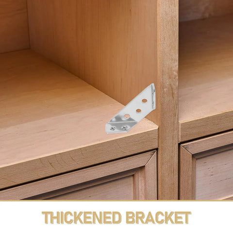 4 Pack Stainless Steel Angle Brackets Thickened Design Heavy Duty Triangle Corner Supports with screws on wooden shelf