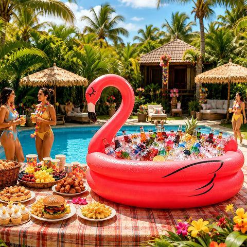Flamingo Inflatable Cooler For Pool Parties And Beach Luau Decor Holds Over 130 Cans 19 Gallons With Bottom Quick Drain Easy To Inflate