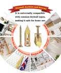 Diagram of Heavy Duty Drywall Anchors and Screws Kit with 160 Pieces, showing screws and multiple installation uses