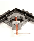 Beefy Heavy Duty Cast Iron 90 Degree Right Angle Clamp With Adjustable Swing Jaw And Quick Acting Screw, Corner Clamp For Angle Iron, 2.45 Inch T Clearance, Two Magnetic Rest Blocks, Stand-Offs WAC35D on angle iron