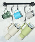 Heavy Duty 12 Inch S Hooks With Safety Buckle For Hanging Plants And More, Long S Hook Hangers in use with mugs on a wall rail