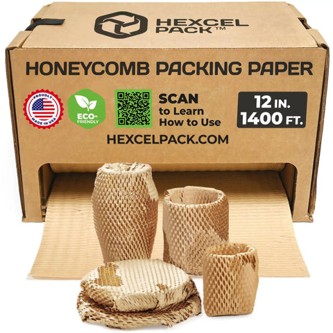 Eco Friendly Honeycomb Packing Paper For Shipping And Moving, Sustainable Paper Bubble Wrap Alternative, 12 Inch By 1400 Foot Roll
