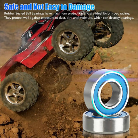 21Pcs RC Bearing Kit Steel Sealed Ball Bearings with off-road RC car in action, showcasing durability and performance.