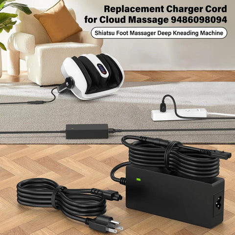 24V Foot Massager Charger Replacement Cord For Shiatsu Foot Massager Deep Kneading Machine With Heat Therapy Compatible With XH2400-2500 XH24002500