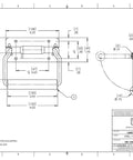 Technical diagram of Two Pack Large Spring Loaded Heavy Duty Steel Surface Mount Handle With Padded Grip For Cabinets Chests Cases and Speakers Black Finish Three Quarter Inch Grip Diameter Five Sixteenth Inch Bail With Ninety Degree Stop Screws Not Included.