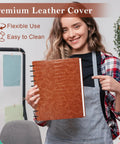 Person holding Pu Leather Discbound Notebook Cover Set With 2 Covers And 11 Expansion Discs, Letter Size Office Planner Accessory, Caramel Alligator Texture Brown, No Inner Paper Included, Durable And Slick