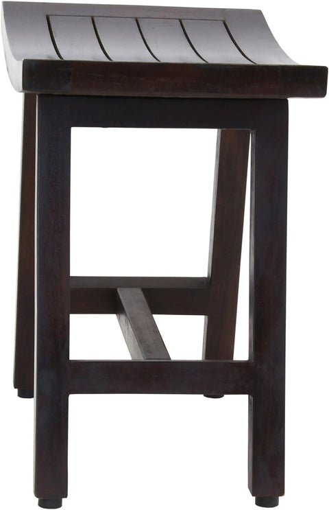 Side view of 18-Inch Teak Shower Bench With Mocha Shield Finish For A Sturdy Spa Seat In Any Shower Waterproof Easy Mount Durable Teak Bath Furniture That Brings Luxe Bath Vibes Modern Shower Accessory Built To Last.