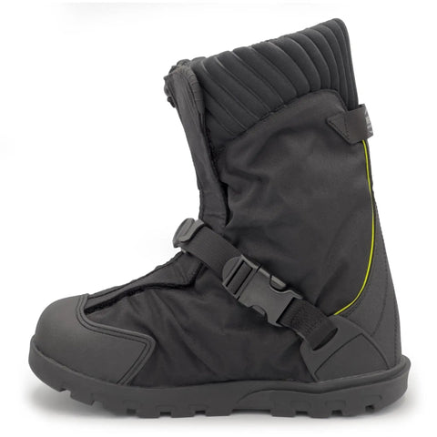 Explorer Winter Waterproof Insulated Overshoe For Work Boots Size L, black waterproof and insulated with buckle closure.