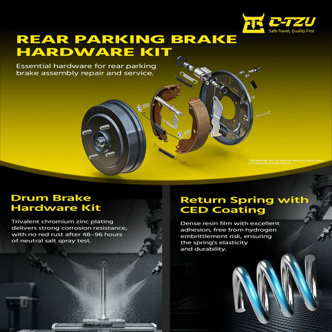 Top Notch Rear Parking Brake Hardware Kit For Toyota Camry 4Runner Pickup T100 Tacoma Tundra Fits Models From 87 Through 2011 Replaces 18K655 And WK3016 With Smooth Operation, rear drum parts