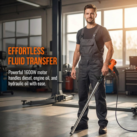 Sick Heavy Duty Electric Oil Transfer Pump With 1600W Motor And Stainless Steel Tube. Works Like A Charm For Diesel, Engine Oil, And Hydraulic Fluids. Variable Speed Control Up To 18000Rpm Makes Job Easy. Total Game Changer For Garage And Shop