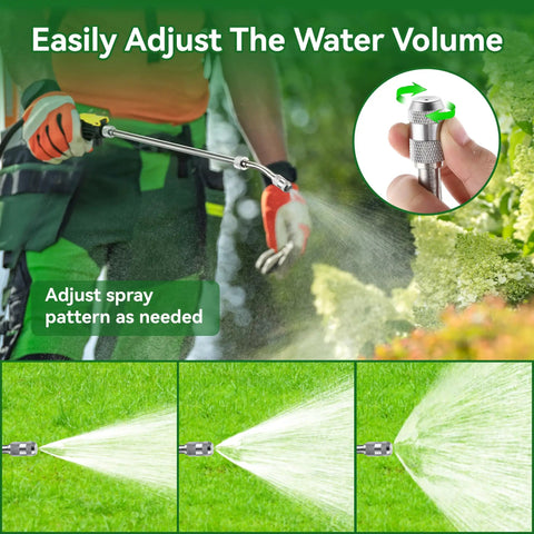 Person using Two Pack Universal Sprayer Wands With Hoses For Ryobi, 24 Inch Length, Adjustable Nozzle in garden