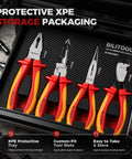 Pro Grade 1000V Insulated Pliers Set For Electricians, 4 Piece Heavy Duty Cr-Mo Tools in XPE storage tray