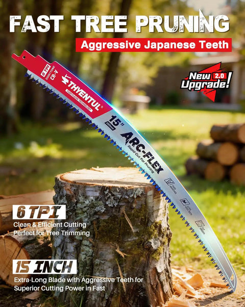 15 Inch Arc Edge Reciprocating Saw Blade Set For Fast Tree Pruning And Wood Cutting, Hardened Teeth With 6TPI