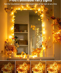 Twinkle Fairy Lights 33 Ft USB Plug In String Lights With Remote And Timer 100 LED Waterproof Wire wrapped around mirror