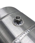 Close-up of Two Gallon Aluminum Spun Round Gas Tank With Eight By Ten Inch Body Center Fill Quarter Inch NPT Outlet