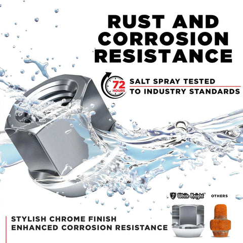 M14x1.5 Open End Bulge Acorn Lug Nut 60 Degree Conical Seat Three Quarters Inch Hex 0.84 Inch Height 0.90 Inch Diameter Cold Forged Carbon Steel 20 Pack For Aftermarket Wheels Or Factory Wheels With Hubcaps showing rust resistance.