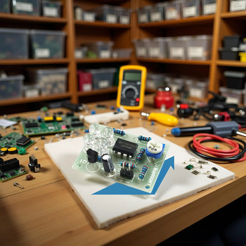 Hands-On Soldering Practice Kit For Beginners Learn To Solder With DIY Electronics Learning Board Including Desoldering Tools, Resistors, Capacitors, LEDs And Essential Soldering Station Accessories on a workbench