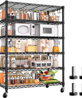 Six Tier Beefy Wire Shelving On Wheels For Garage Storage 36 Inch Wide By 18 Inch Deep By 78 Inch High Heavy Duty Steel Construction Holds Up To 1500 Lbs Total Capacity Per Shelf 250 Lbs Mobile Rack, black wire shelves with wheels