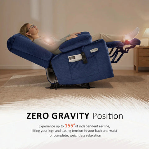 Zero Gravity Power Recliner Chair With Heat And Vibration Massage USB Type C Ports Remote Cup Holders 155 Degree Recline