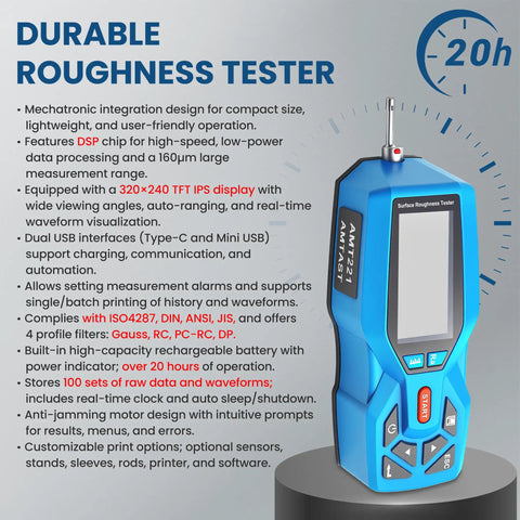 On The Go Handheld Surface Roughness Meter With Color Mapping And Pro Grade Portable Profilometer for Precise Surface Quality Checks and Smart Measurements Lightweight Design for Quick Field Tests