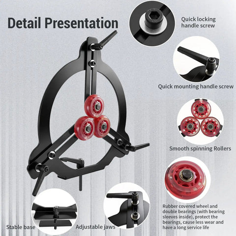 Rock Solid Woodturning Steady Rest For 12 14 And 16 Inch Swing Lathes with smooth spinning rollers and adjustable jaws