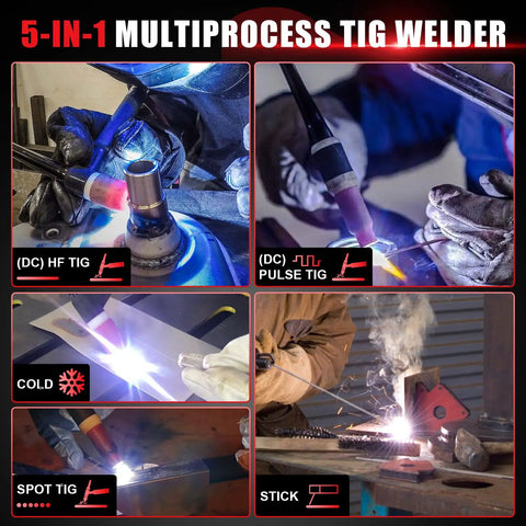 180 Amp DC Pulse TIG Welder With Cold Start And Large LED Display 5 In One DC HF TIG Pulse TIG Cold Spot TIG Stick Dual Voltage