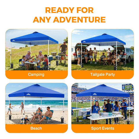 Pop Up Canopy Tent With Wheeled Carry Bag For Easy One Person Setup 10x10 Foot Shade Canopy Providing 100 Sq Ft Of Coverage at various events