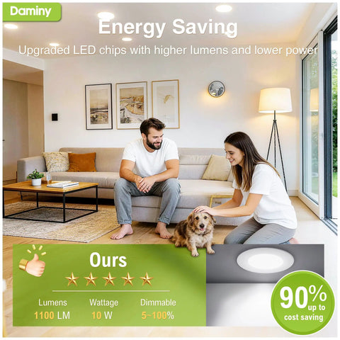 12 Pack 6 Inch Led Recessed Downlights Featuring A Slick Canless Wafer Design And Adjustable Color Temps That Pump Out Bright High Lumens For No Sweat Setup And Tight Lighting in a modern living room.