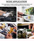Hands using BNC Coax Connector Crimp Kit With RG58 RG59 10 Pack Includes Coax Stripper And Heavy Duty Ratchet Crimp Tool on cables
