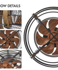 Close-up of Caged Wood Farmhouse Ceiling Fan With Light And Remote Control Flush Mount Industrial Style With 6 Speed Low Profile Design.