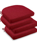 Red U Shaped Dining Chair Cushions 4 Pack With Ties And Non Slip Backing, Soft Textured Foam Kitchen Chair Pads, Stack