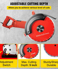 1800 Watt Electric Concrete Saw With 14 Inch Diamond Blade Wet Or Dry Circular Saw For Wood Stone Metal Cutting Adjustable Depth Copper Motor showing adjustable depth feature.