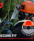 Side view of Six-In-One Chainsaw Helmet With Face Shield And Ear Muffs For Forestry And Arborist Work, showing adjustment knob.