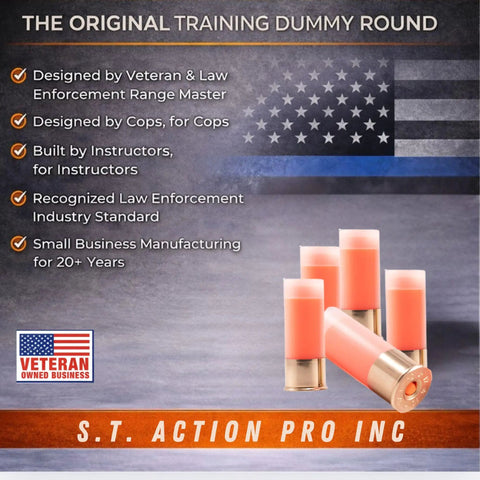 12 Gauge Snap Caps Five Pack Inert Training Rounds with Real Brass Casing and Bright Orange UV Insert, Made in USA