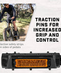 Mountain Bike Pedals Set Of 2 Lightweight Alloy Replacement Pedals With Reflectors in black, shown with grip pins and safety strips