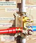 Brass shower valve with connectors for Rainfall Shower System With 7-Setting Handheld, Full Bathroom Faucet Set, Easy Install