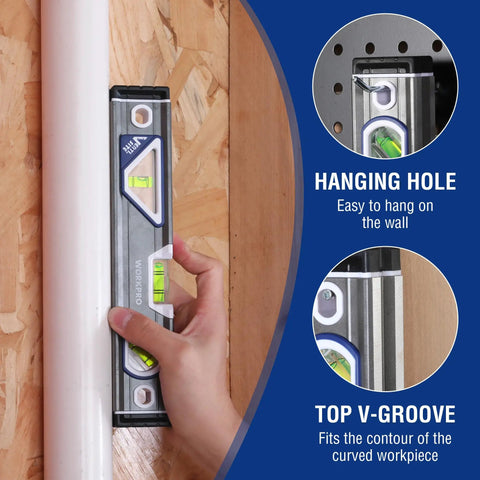 Straight Shooter 10 Inch Torpedo Level With Robust Aluminum Frame And V Groove Cut For Dead Accurate Horizontal Vertical And 45 Degree Layouts That Get The Job Done Clean Every Time