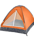 Two Person Pop Up Camping Tent With Rain Fly And Carry Bag, Ultra Lightweight Outdoor Shelter, orange tent front view