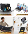 Ultra Thin 0.27 Inch Dual Portable Monitor For Laptops, 14 Inch FHD IPS screen with multiple viewing angles and adjustable stand.