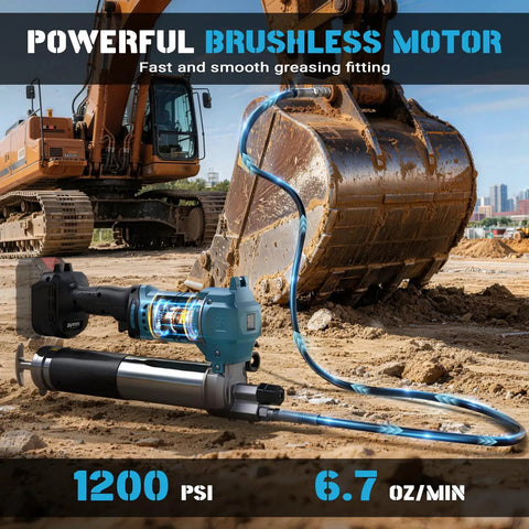 Cordless 12000 PSI Electric Grease Gun With Brushless Motor, 39.4 Inch Hose, 90 Degree Swivel, Led Light, Battery Not Included