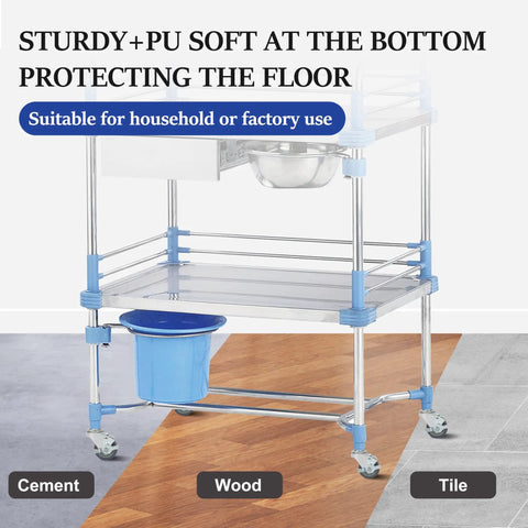 Heavy Duty Prep Table Casters With Locking Brake Set Of Four 4 Inch Expanding Stem Wheels For Commercial Kitchen and Workbench tube legs on a rolling cart.