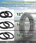 12.5 Inch Front And 16 Inch Rear Wheel Replacement Tubes And Tires For Strollers Durable Butyl Rubber BPA Free Latex Free