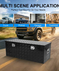 Beefy Heavy Duty Aluminum Truck Bed Tool Box 44 Inch Wide Diamond Plate Waterproof Storage Case With Side Handle And Lock Keys