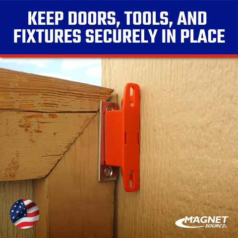 Built Like A Tank Ceramic Magnetic Latch Kit With Strike Plate Secures Cabinet Doors And Tool Boxes Pulling 50 Pounds Of Force With Quick Two Way Mounting In Bold Red Two Pack